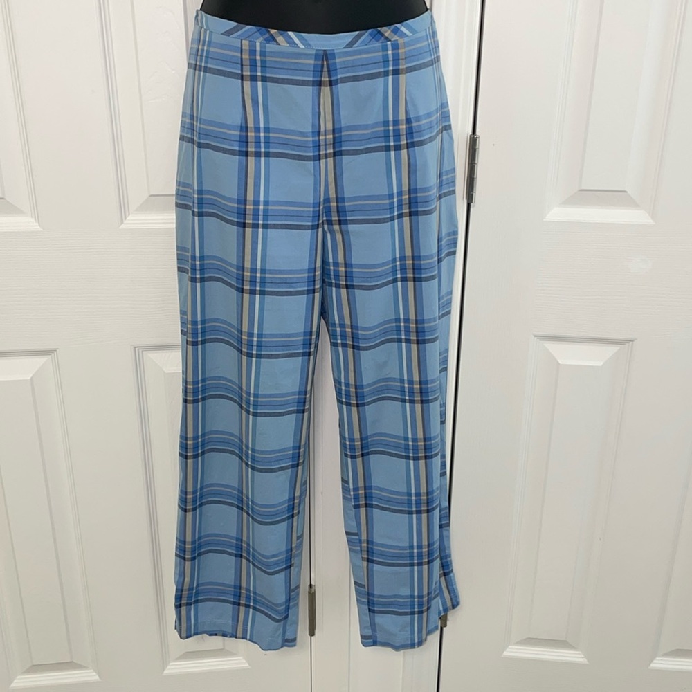 Straight leg plaid pants